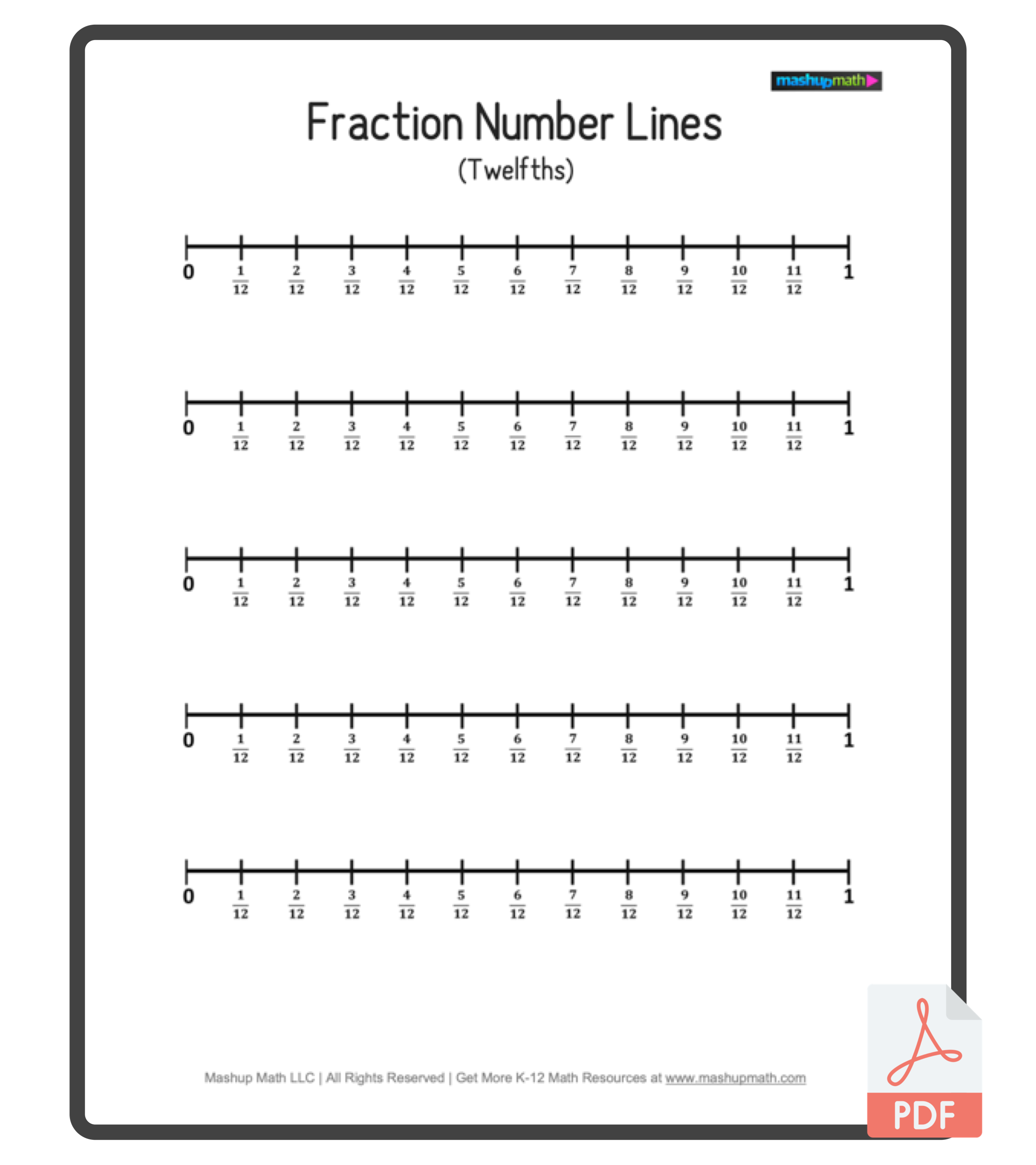 integer number line printable