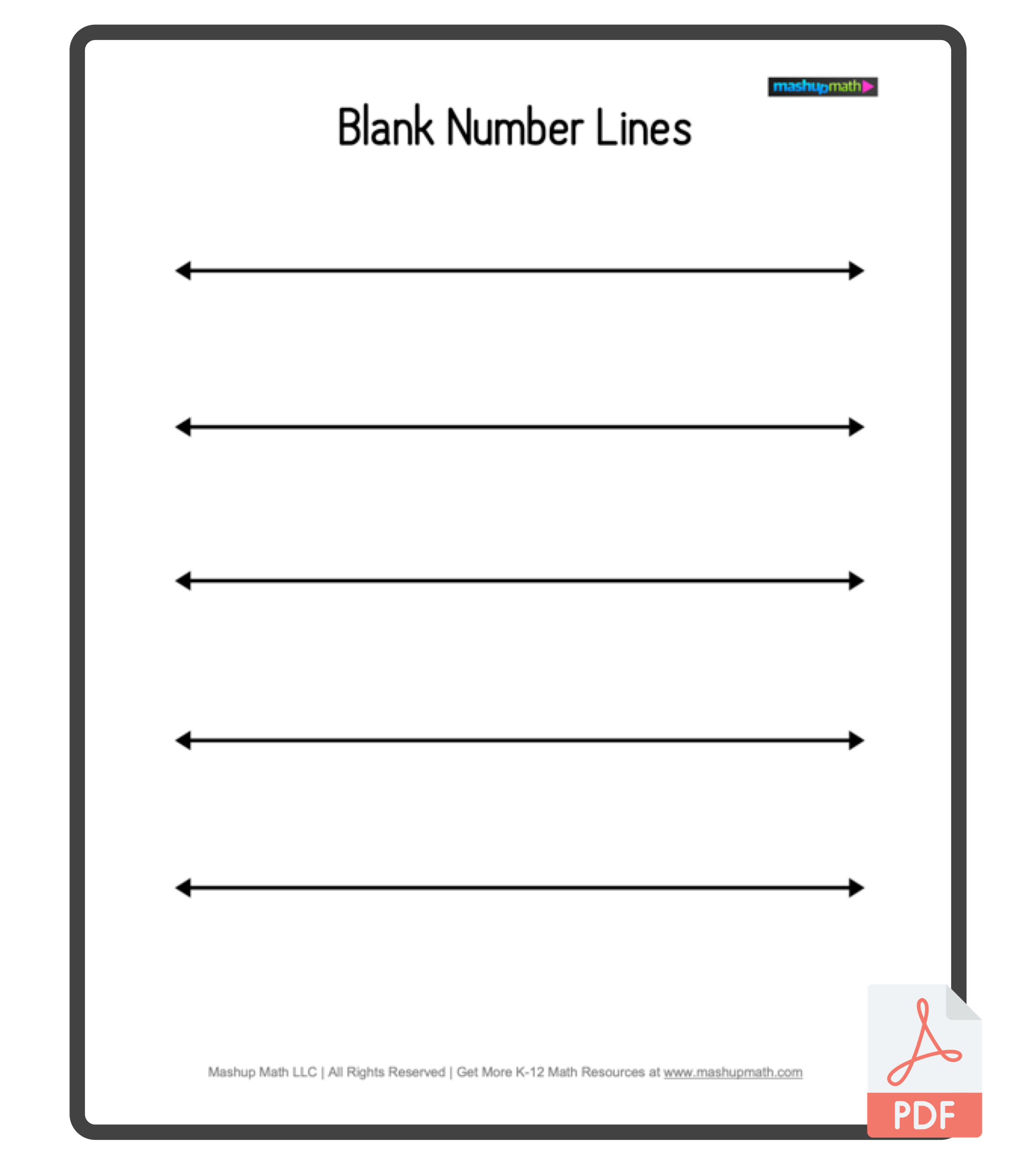 Free Blank Number Lines All Grade Levels Mashup Math Worksheets Library