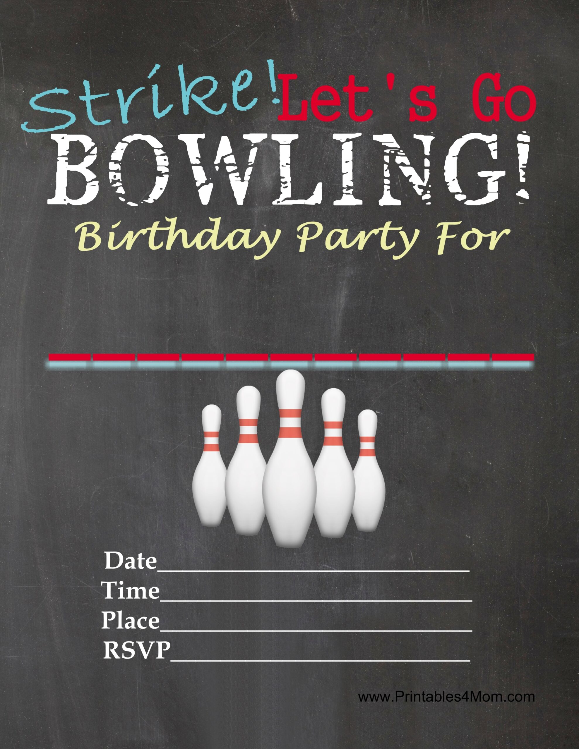 Free Bowling Party Printable Invitations Printables 4 Mom