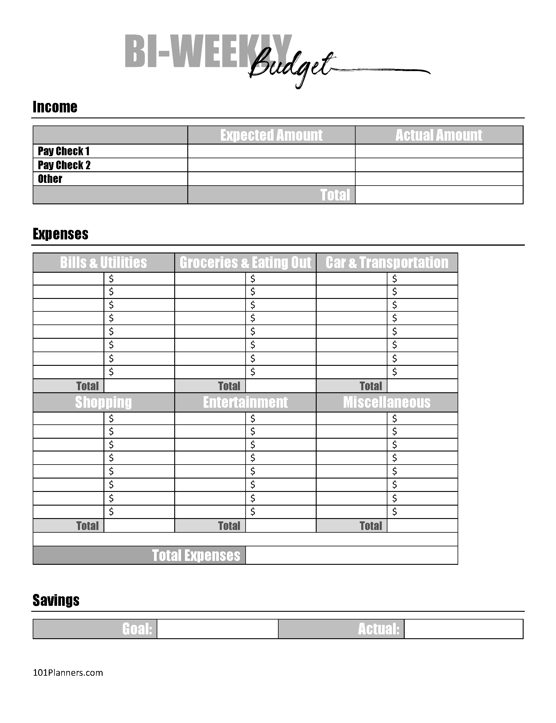 beginner printable budget worksheet