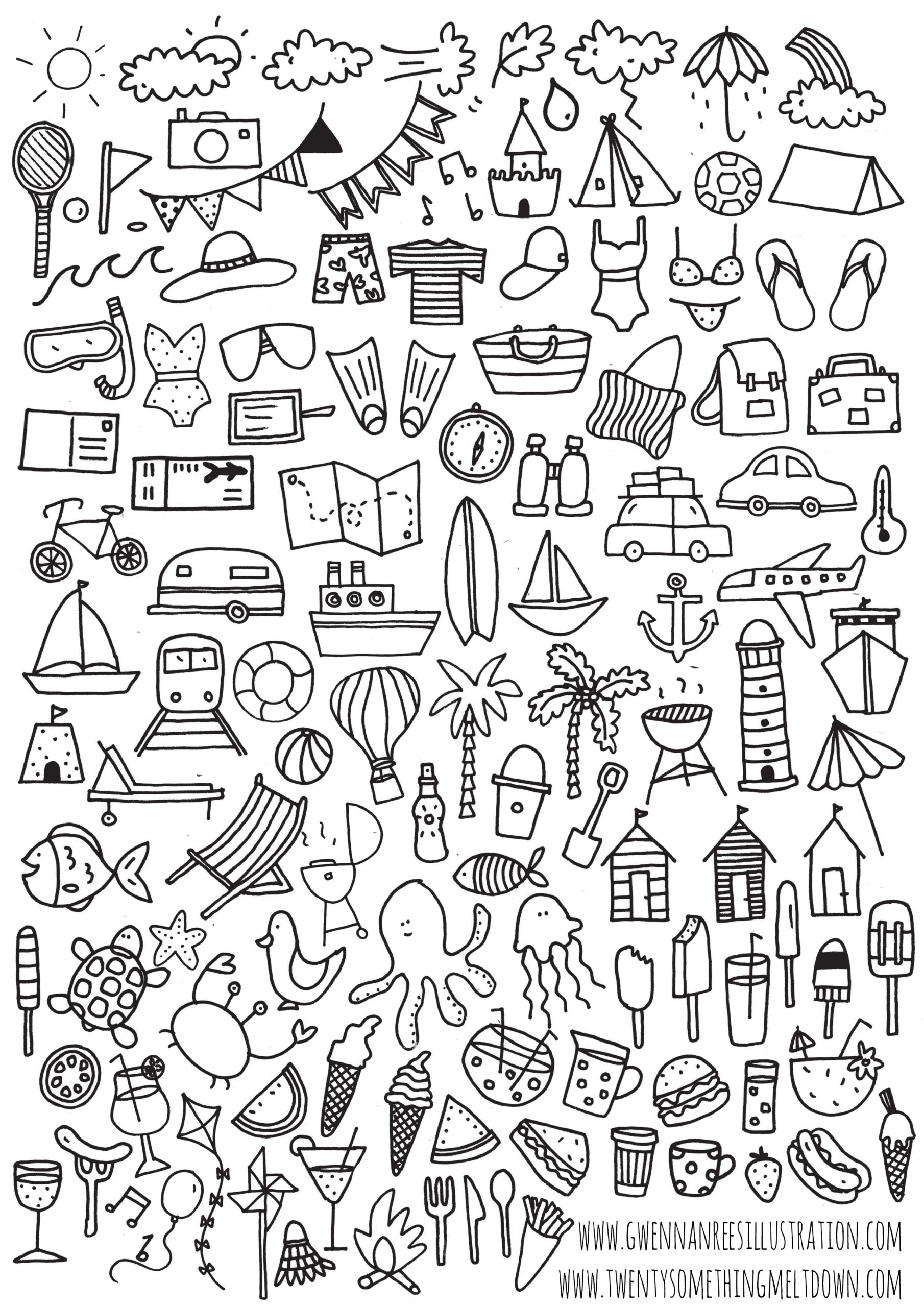 FREE Bullet Journal Printable Summer Icons Gwennan Rees Worksheets Library