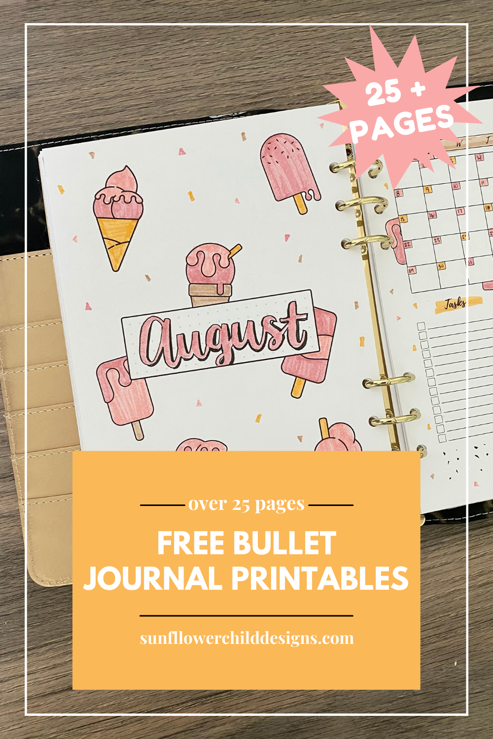 Free Bullet Journal Printables 25 Pages With Doodles Sunflower Child Designs