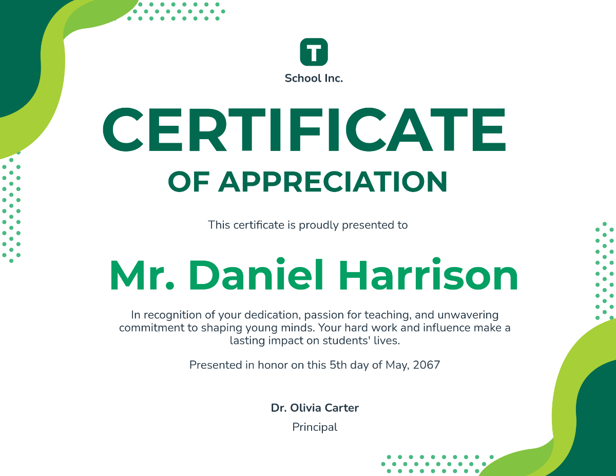 Free Certificate Of Appreciation For Teacher Template To Edit Online
