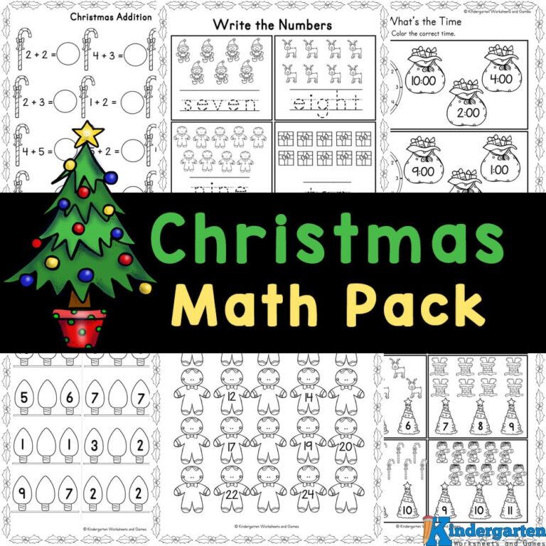 FREE Christmas Math Worksheets For Kindergarten