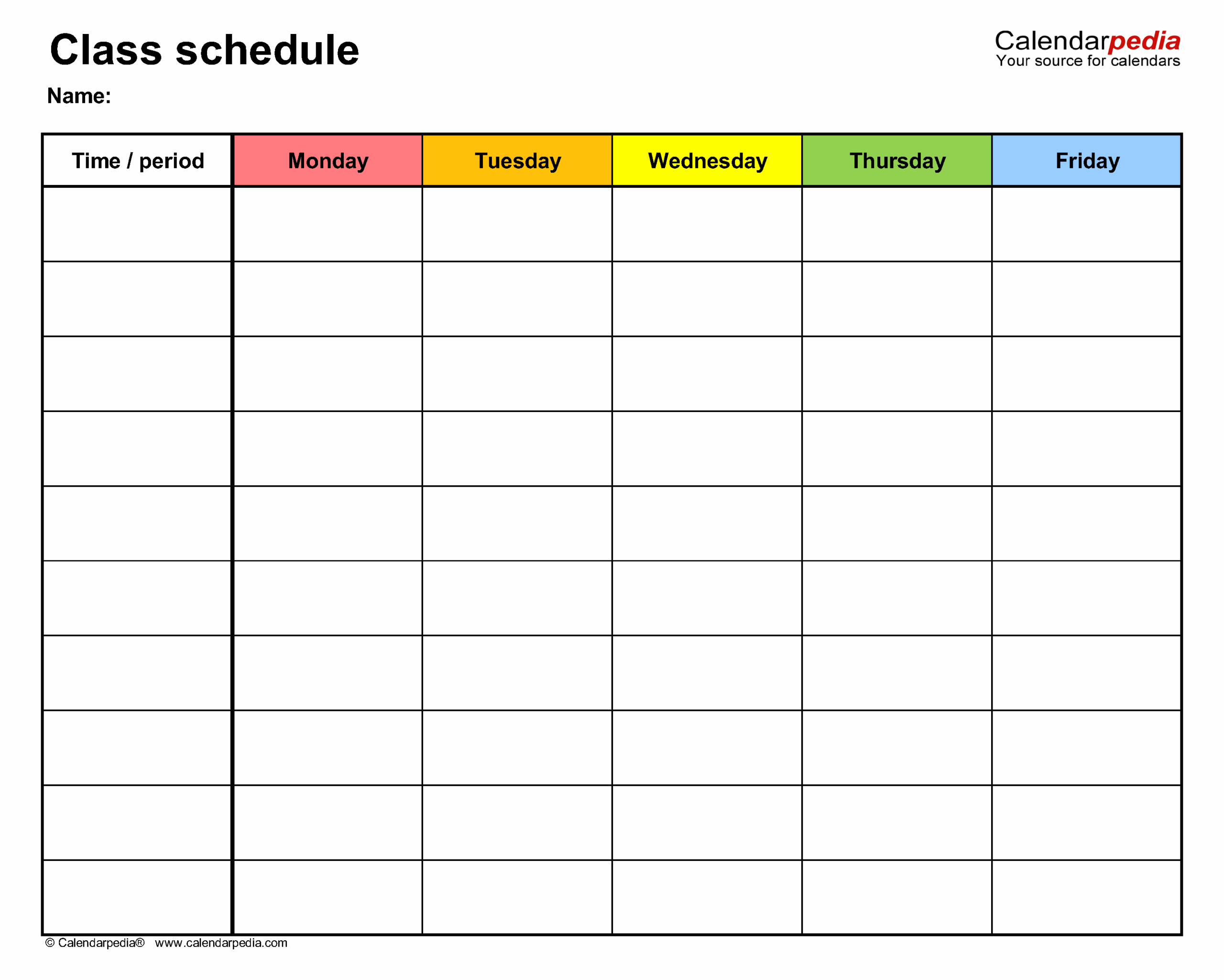 Free Class Schedules For PDF 24 Templates