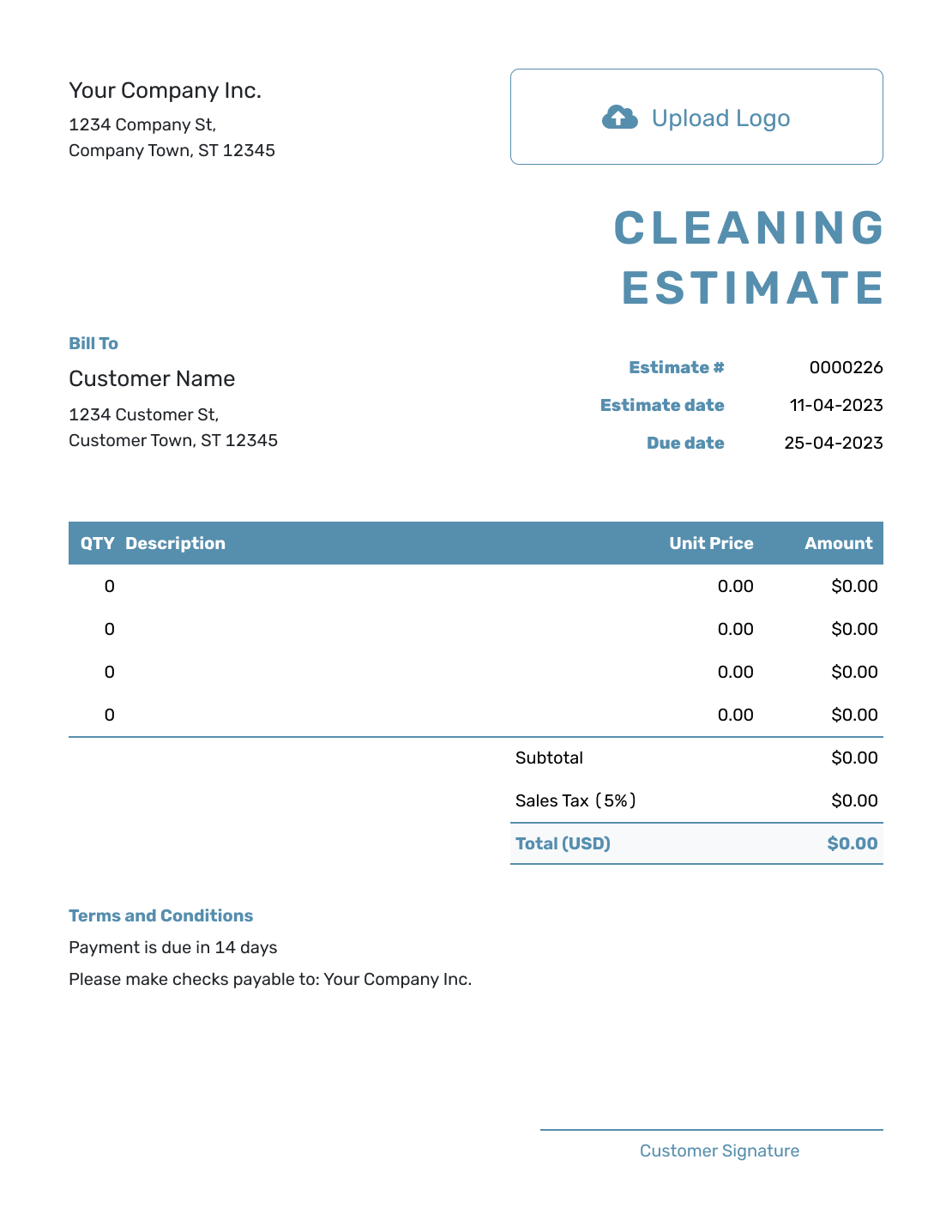 Free Cleaning Estimate Template Docelf