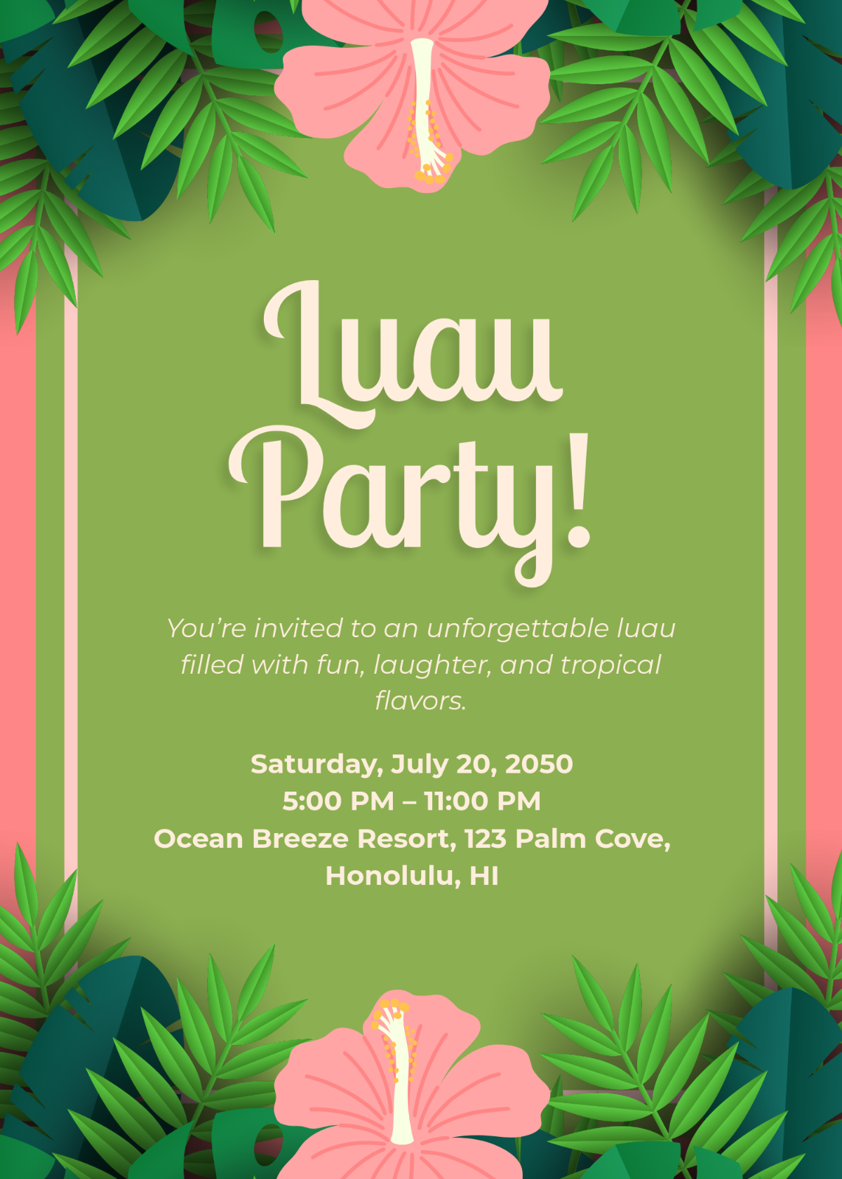 free editable printable luau invitations