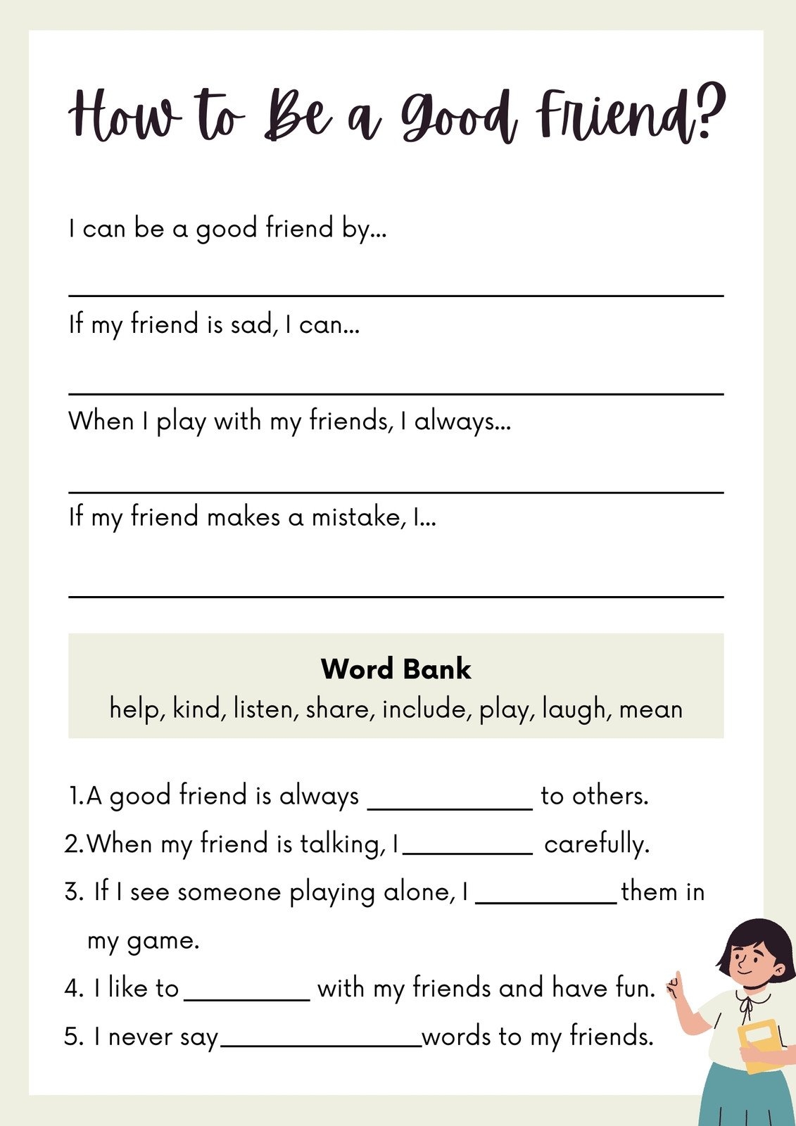 Free Custom Printable Friendship Worksheet Templates Canva