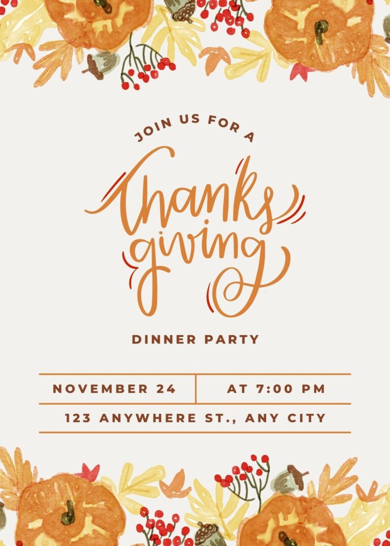 Free Custom Printable Thanksgiving Invitation Templates Canva