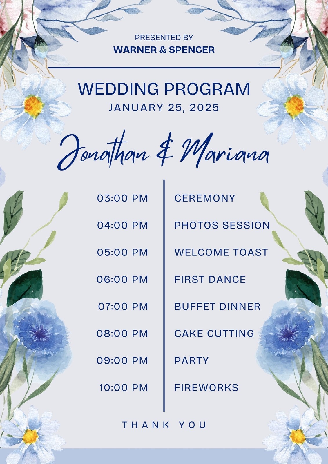 Free Custom Printable Wedding Program Templates Canva