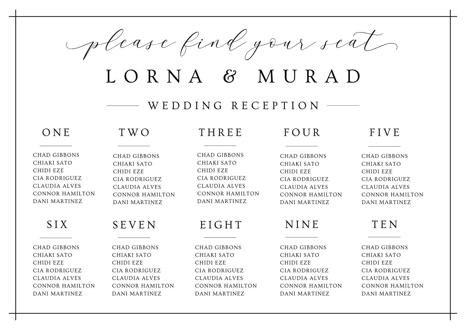 printable seating chart template