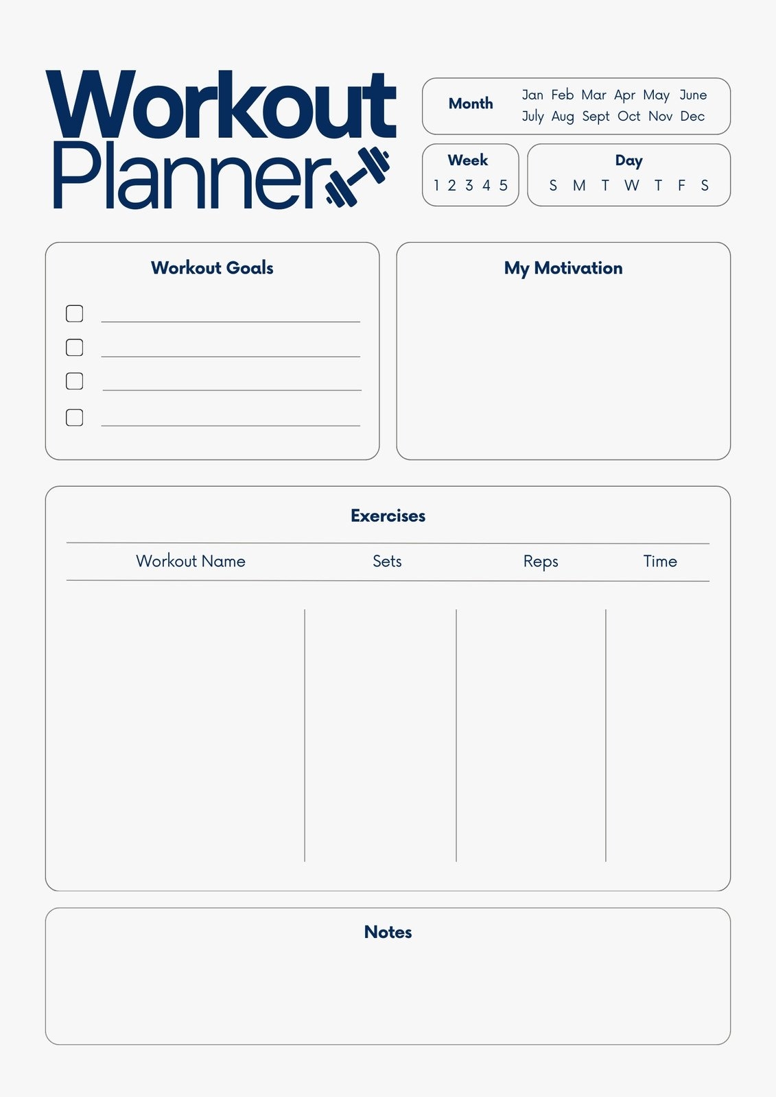 free fitness planner printables