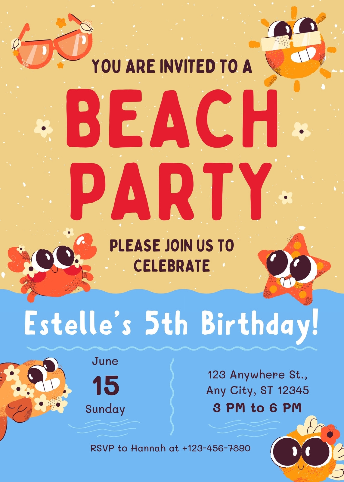 Free Customizable Beach Birthday Invitation Templates Canva