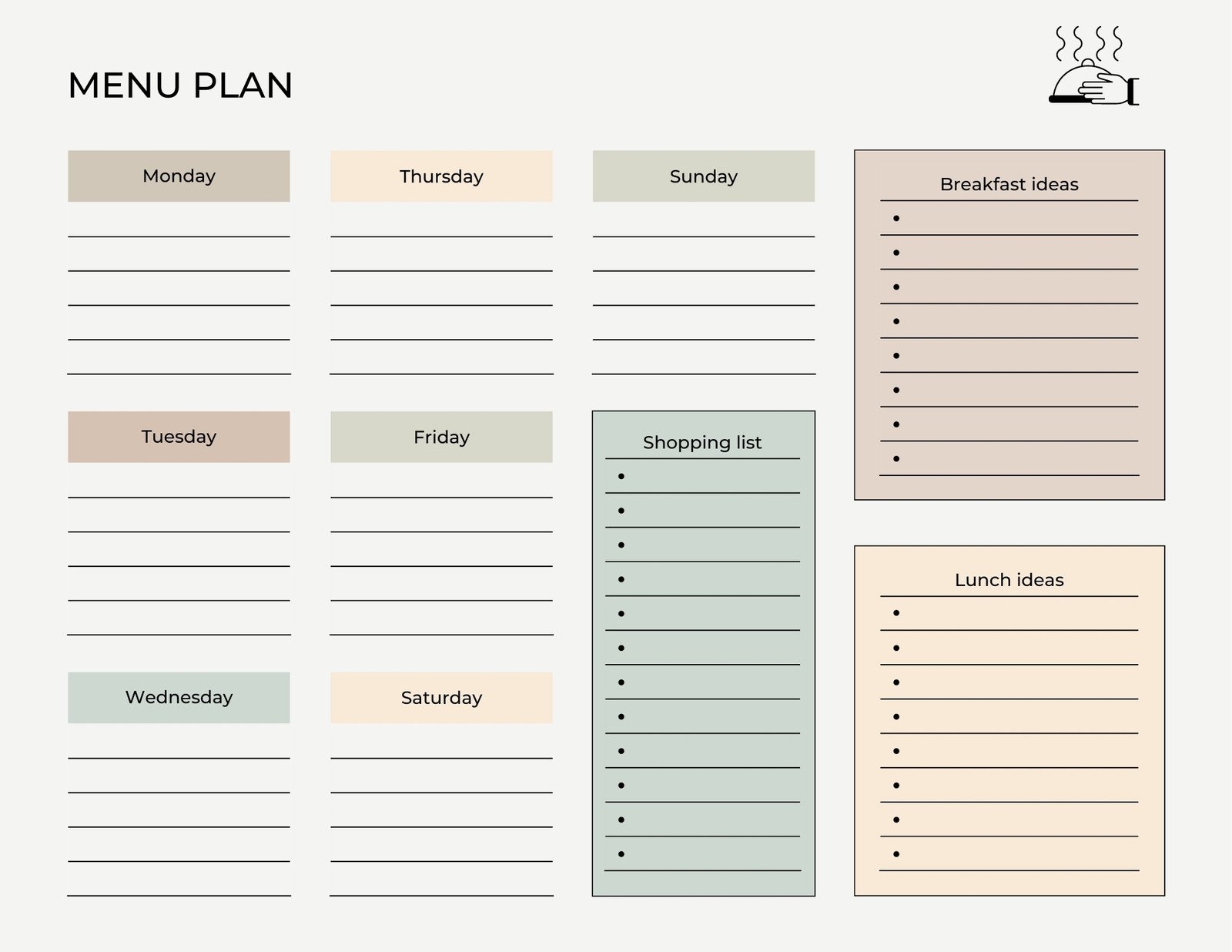 free printable menu planner template