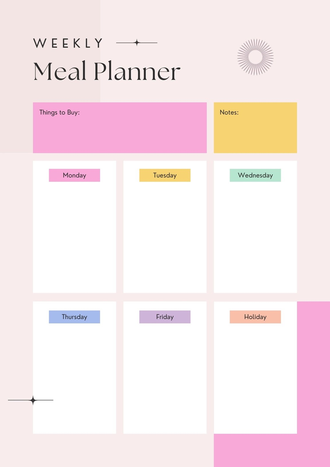cute meal planner printable