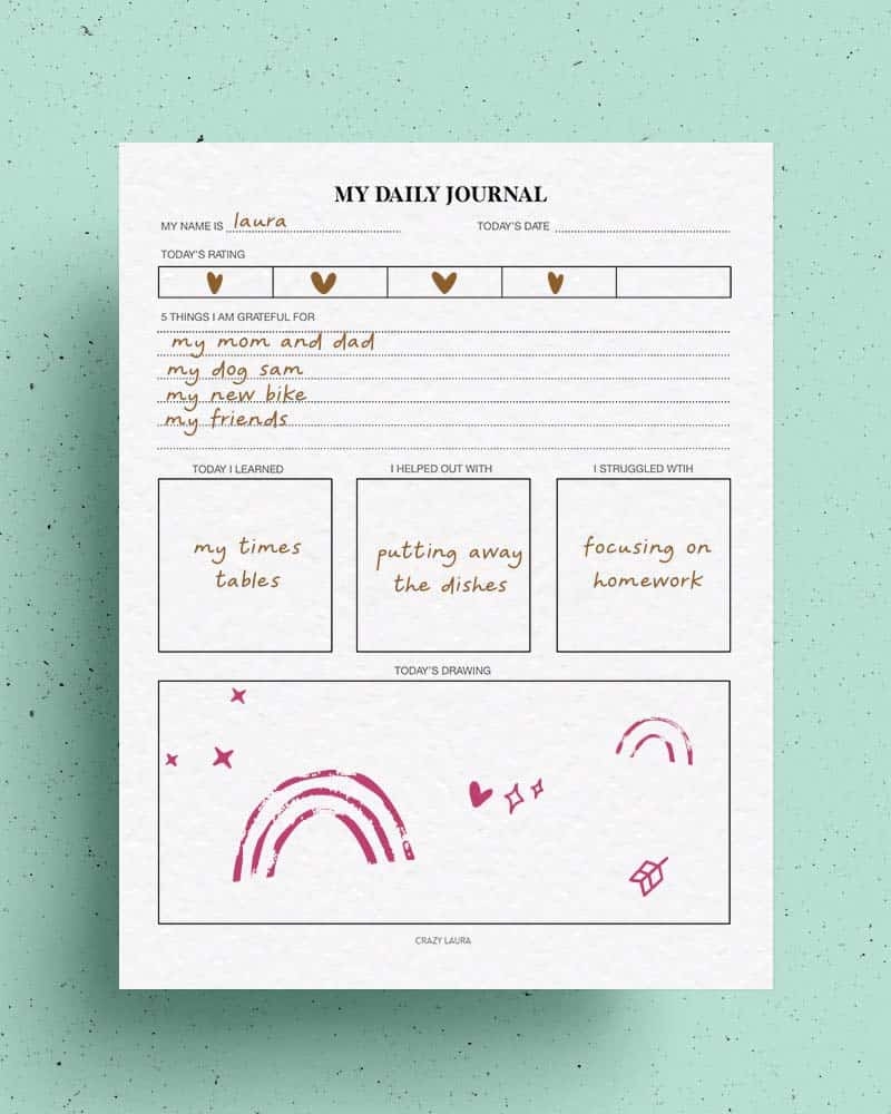 Free Daily Journal And Profile Printables For Kids Crazy Laura Free Daily Journal And Profile Printables For Kids Crazy Laura