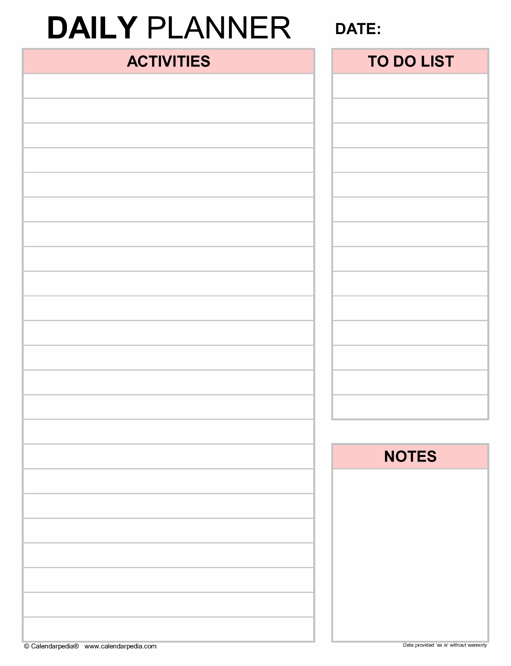 Free Daily Planners In PDF Format 20 Templates Worksheets Library