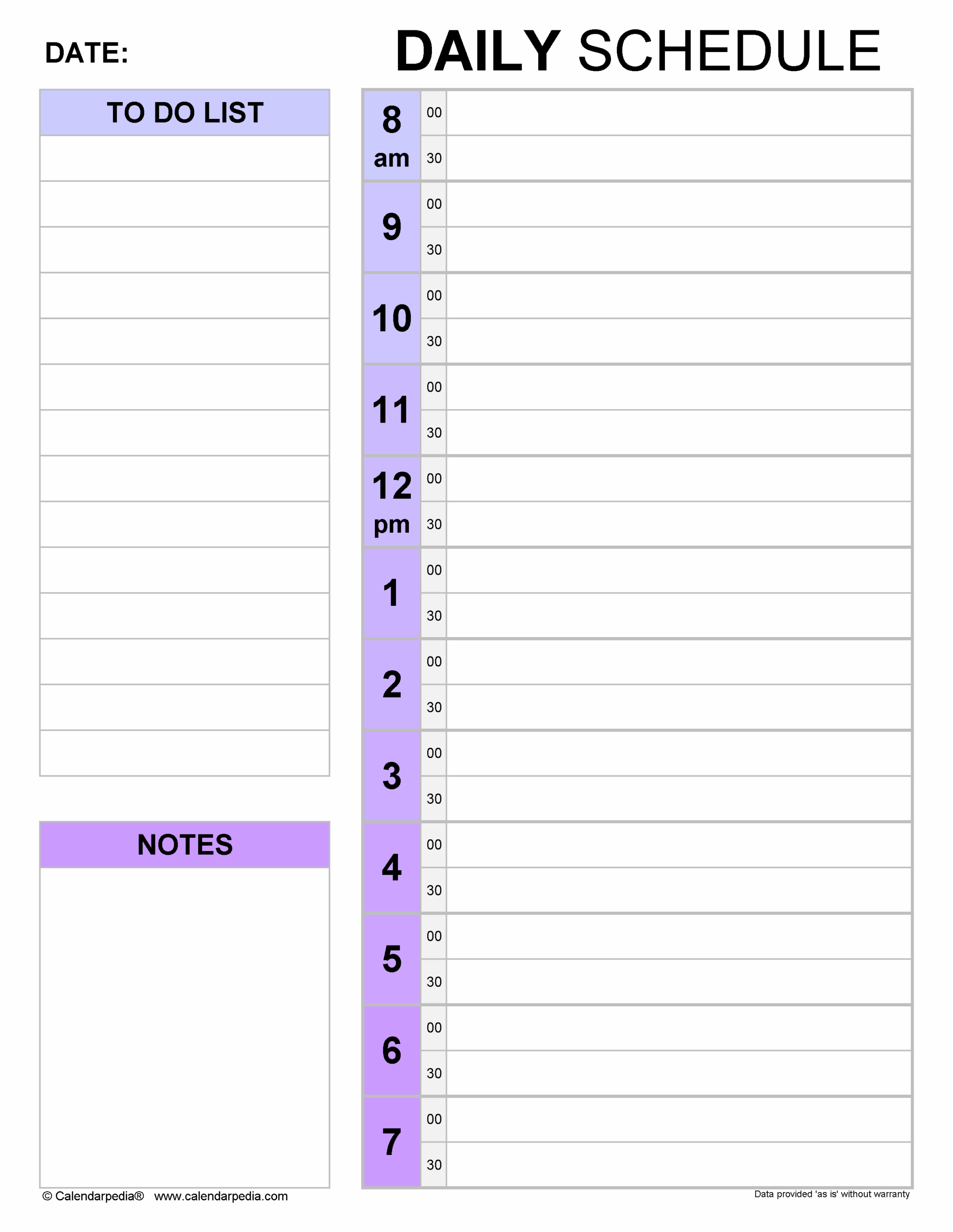 Free Daily Schedules In PDF Format 30 Templates