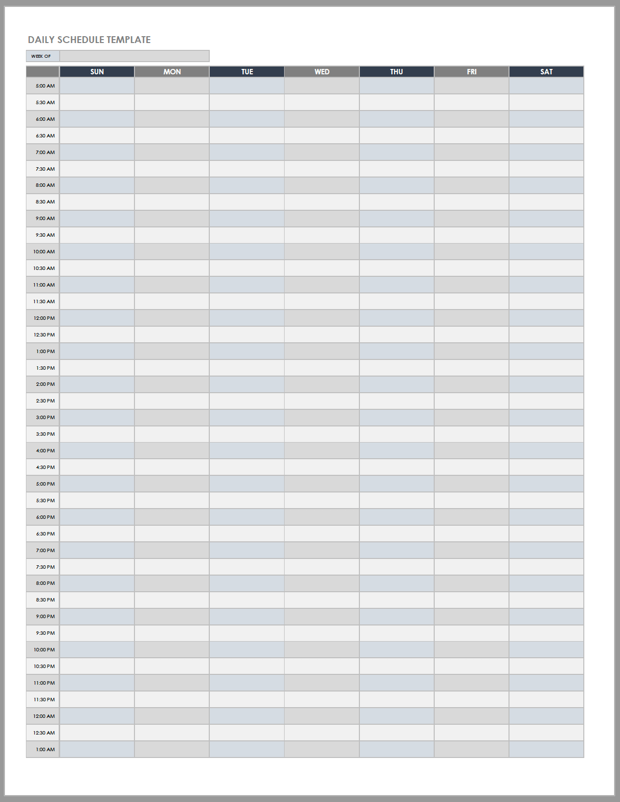 printable daily schedule with time slots