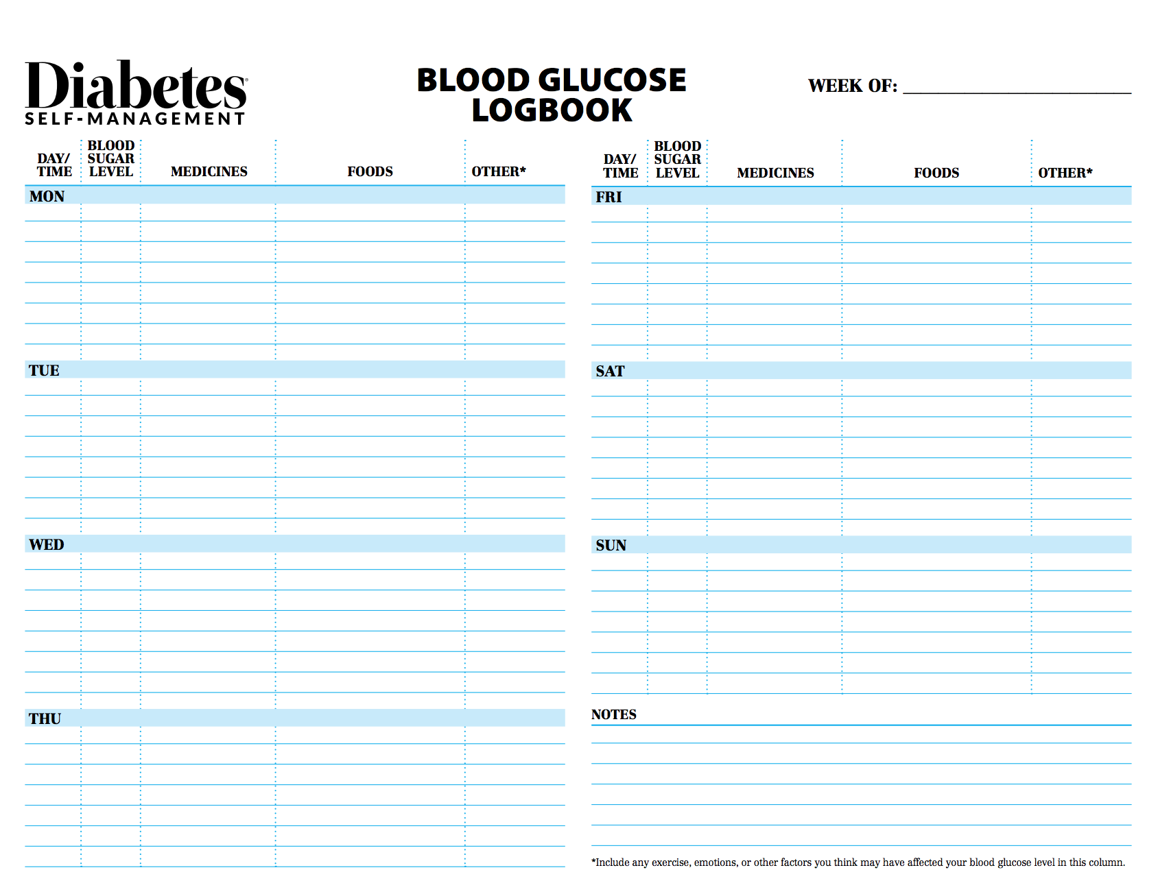 free printable blood sugar log book