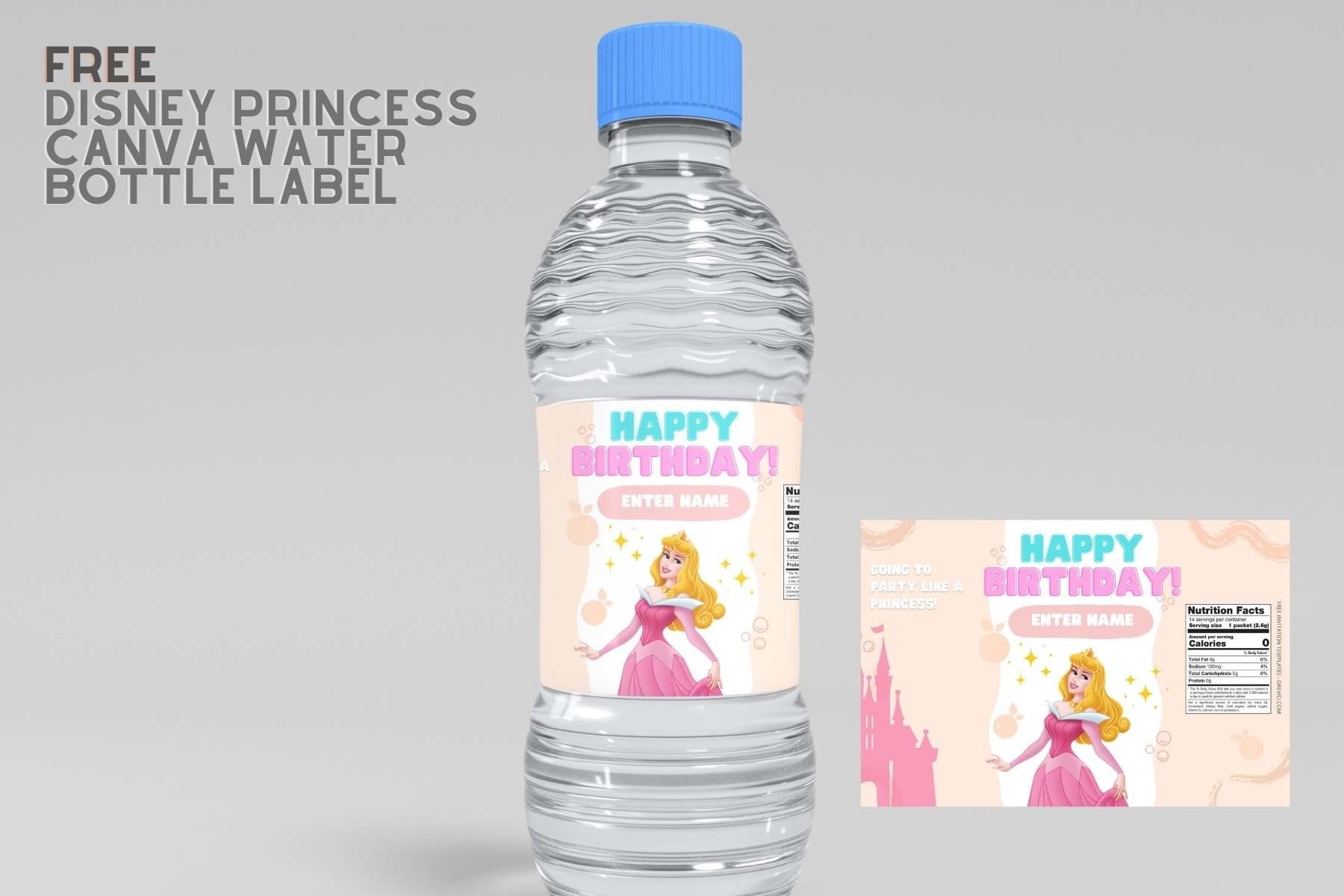 Free Disney Princess Canva Birthday Water Bottle Labels
