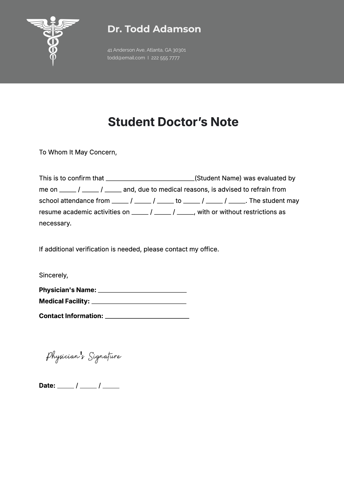 Free Doctor Note Templates To Edit Online