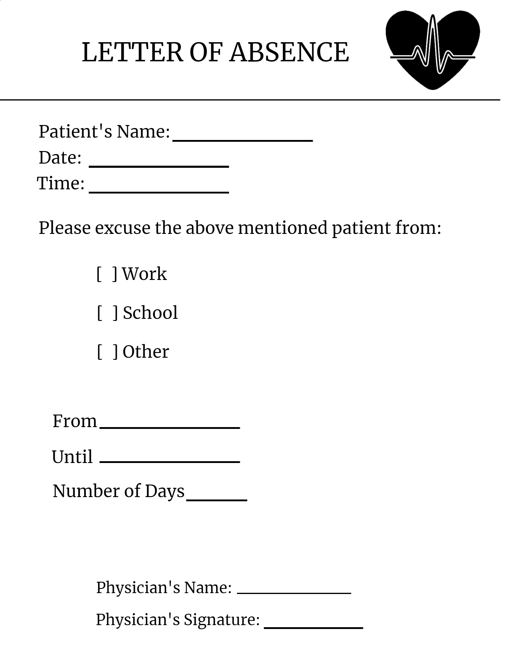 free printable doctors excuse