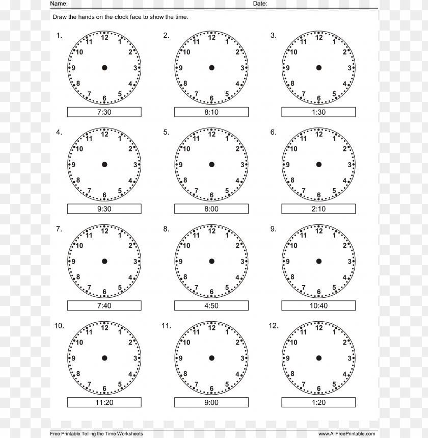 Free Download HD PNG Draw The Hands On The Clock Face Worksheets PNG Transparent With Clear Background ID 83512 TOPpng
