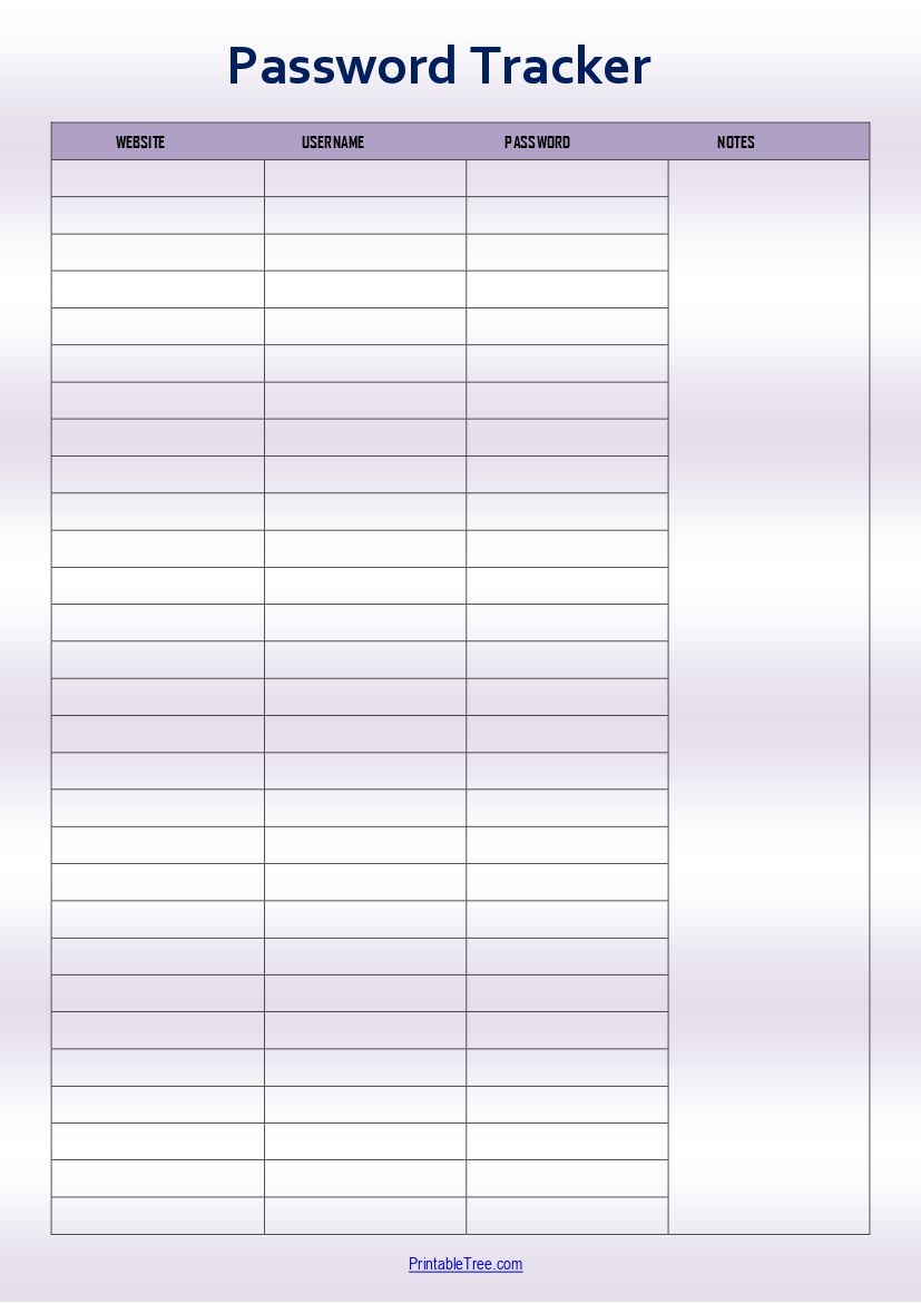 free printable password organizer pdf