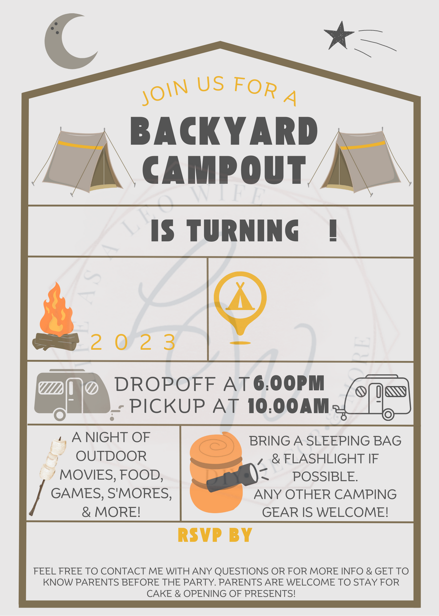 Free E Vite Or Printable Backyard Campout Birthday Invitation 