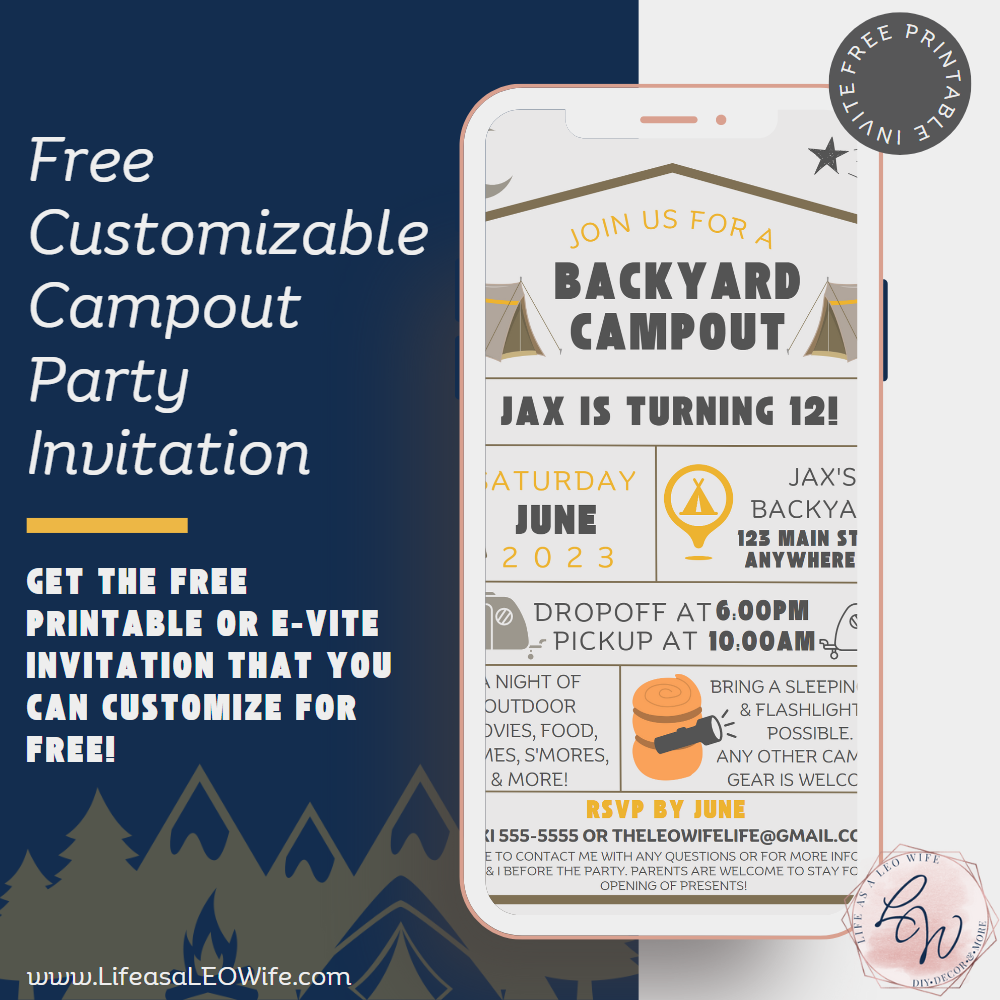 Free E Vite Or Printable Backyard Campout Birthday Invitation 