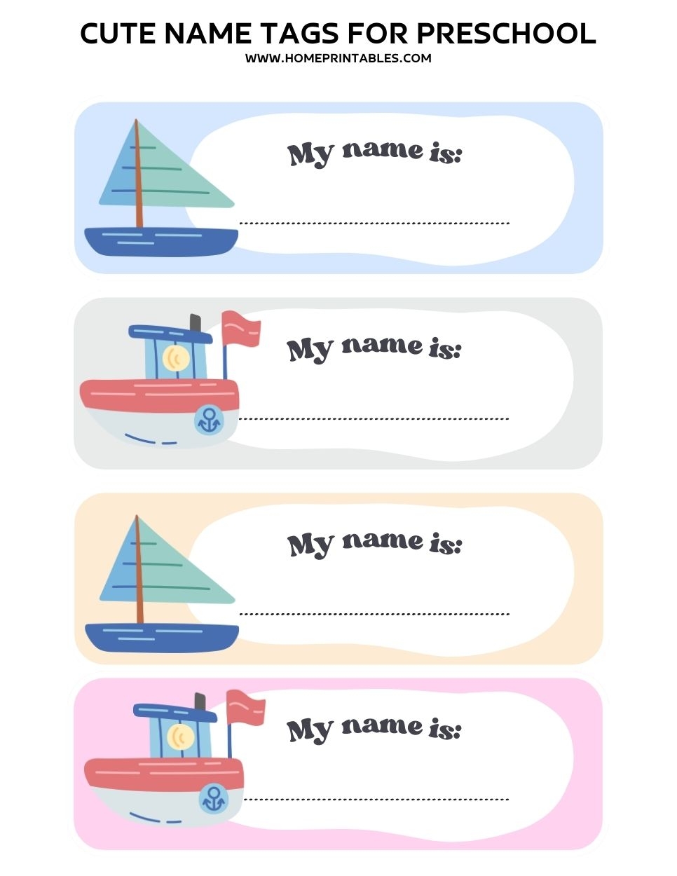 free printable preschool name tags