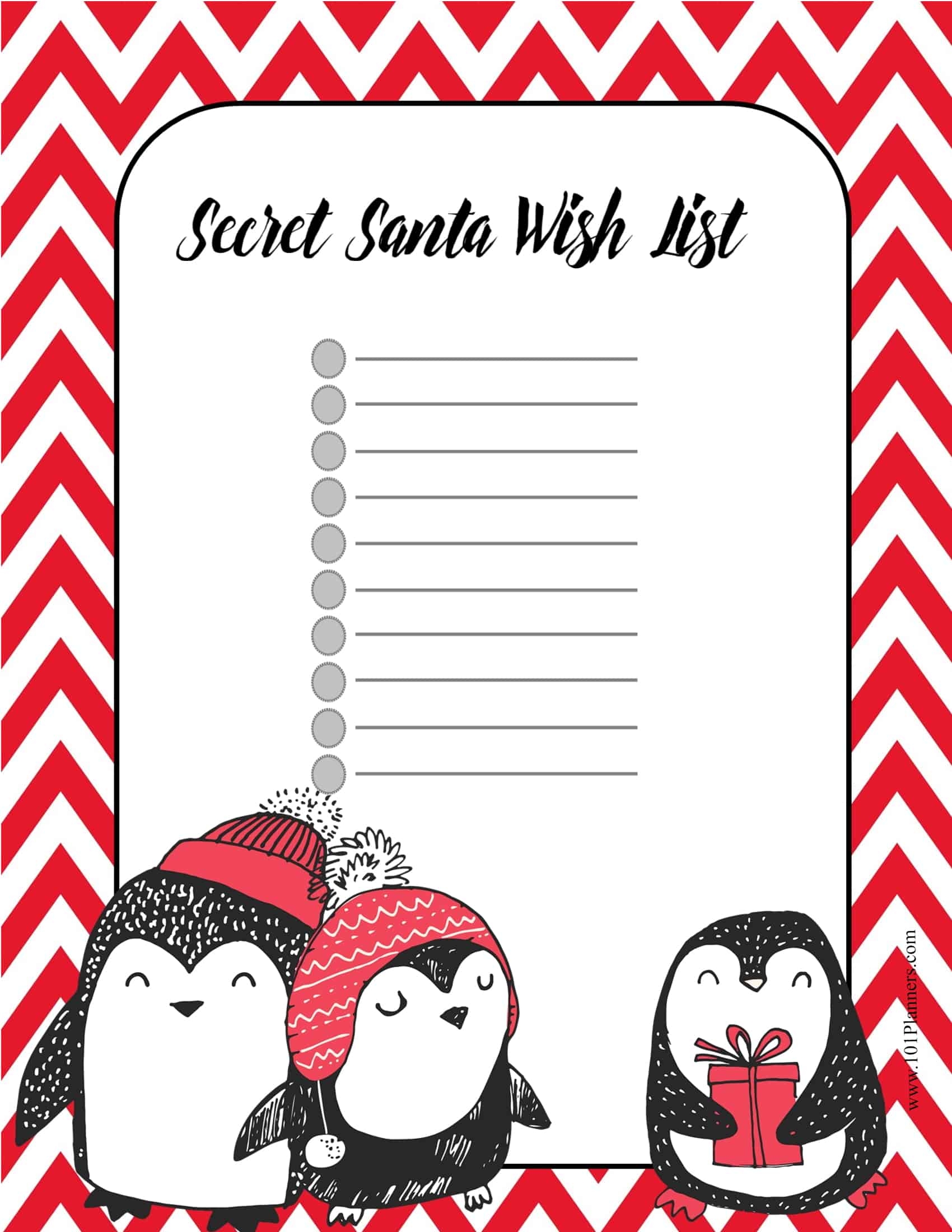 secret santa list printable