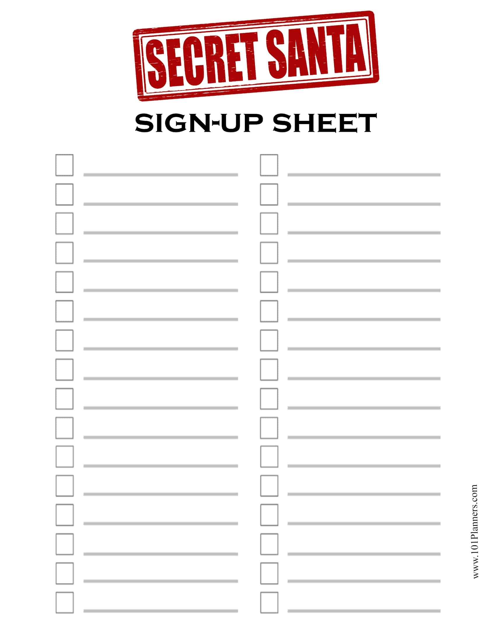 Free Editable Secret Santa Form Template