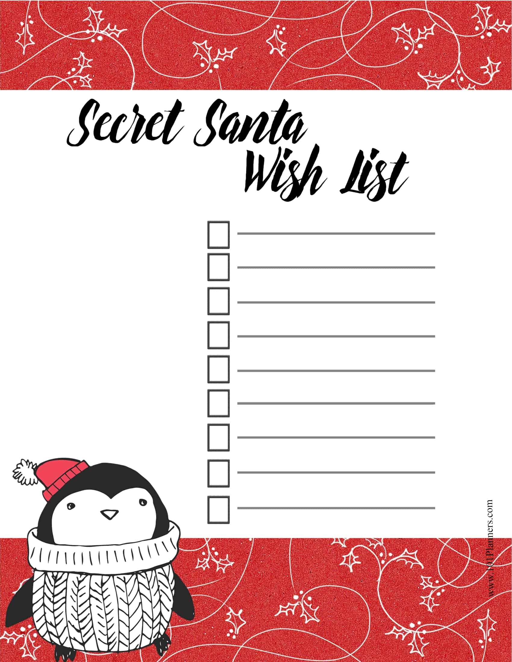 Free Editable Secret Santa Form Template