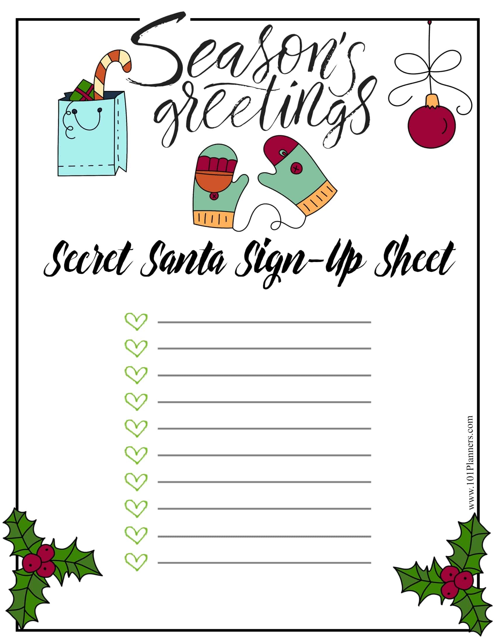 Free Editable Secret Santa Form Template