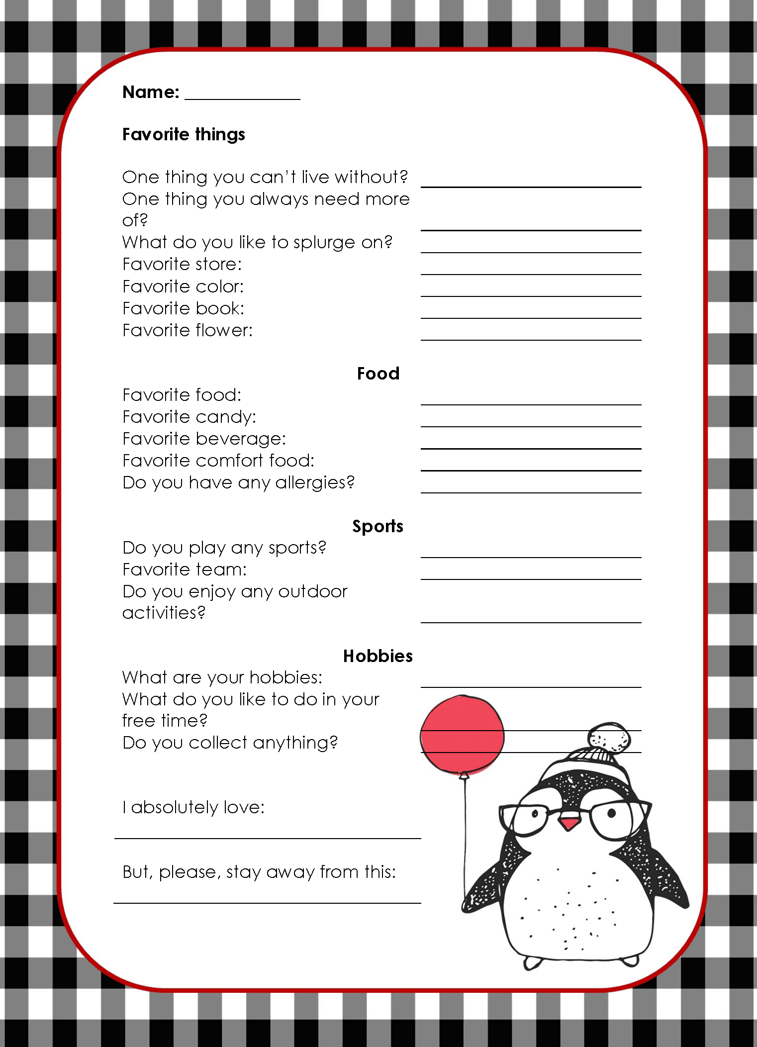 secret santa template form printable