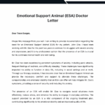 Free Emotional Support Animal ESA Doctor Letter Template To Edit 