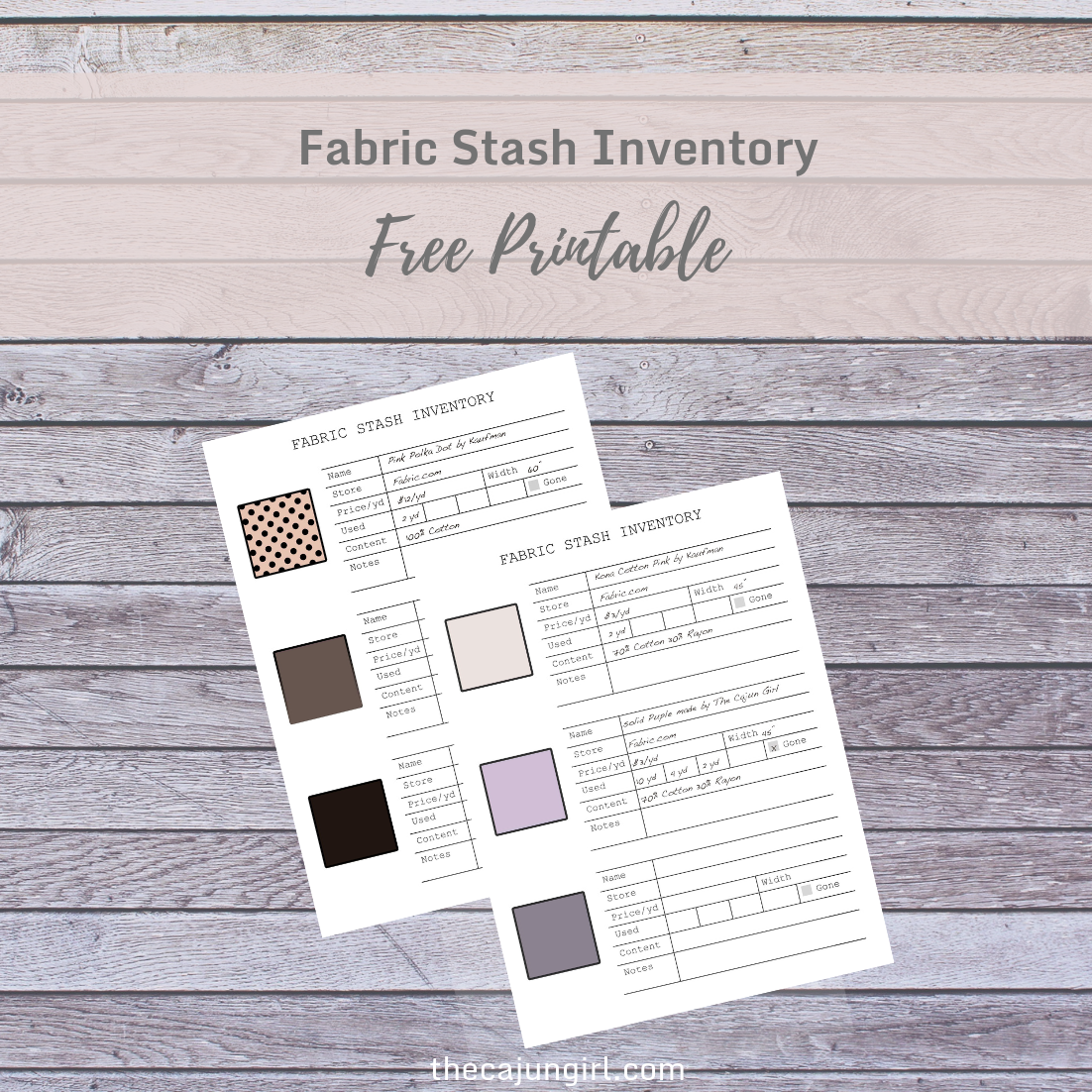 Free Fabric Stash Inventory Printable The Cajun Girl