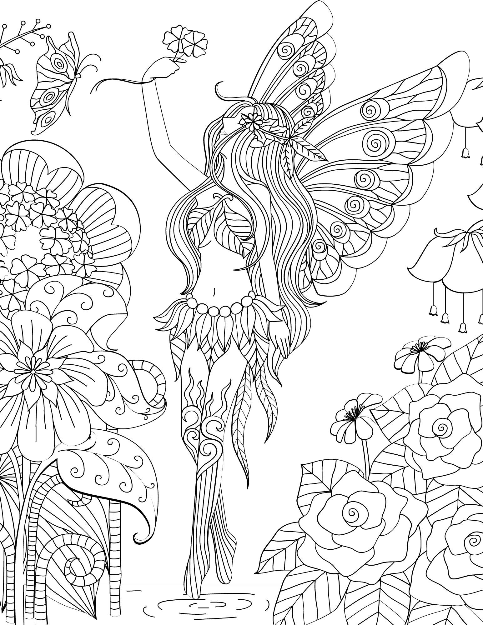 free printable coloring pages for adults fairies