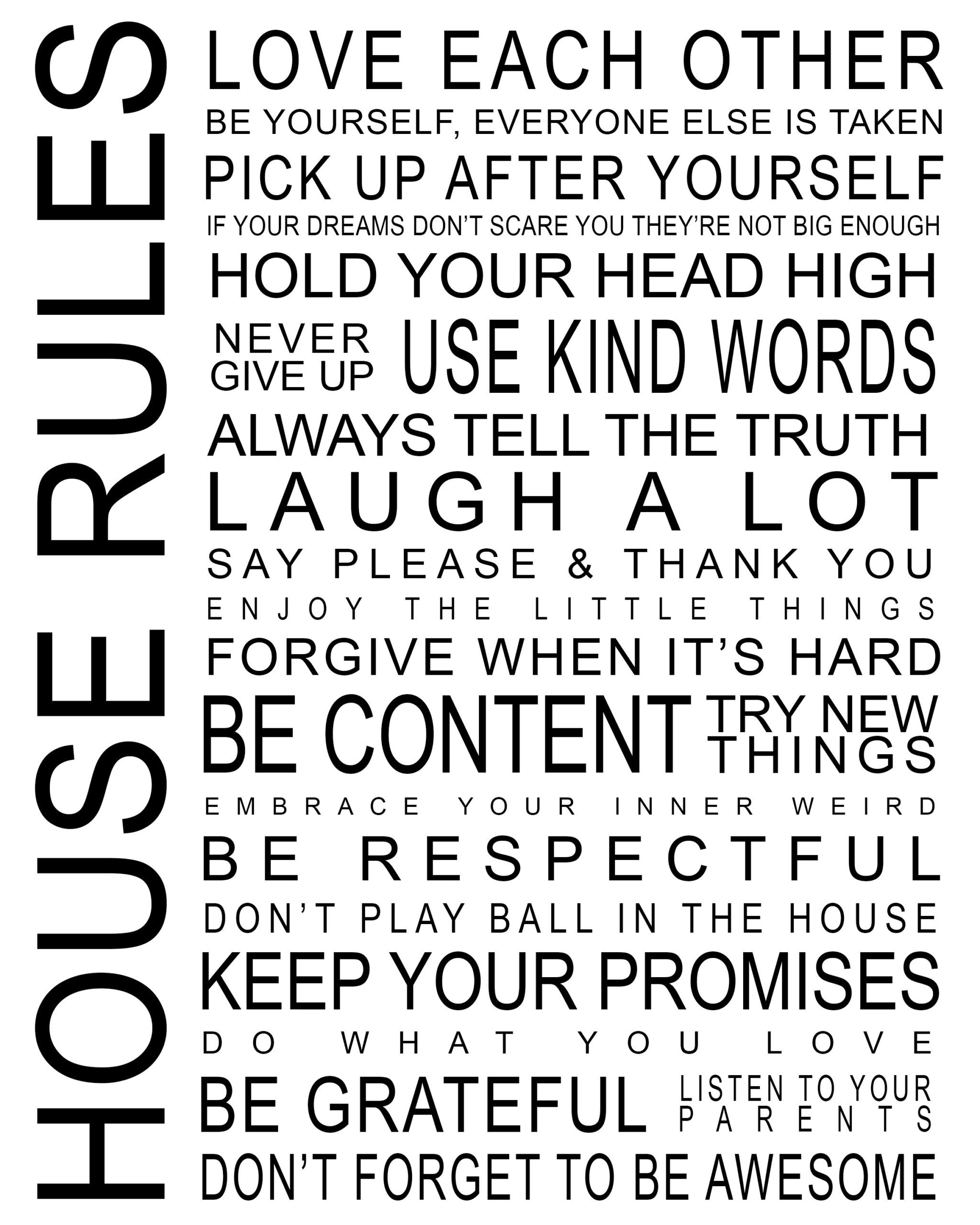 free printable house rules chart