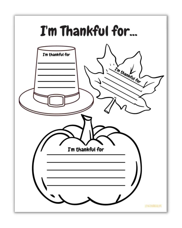 FREE I m Thankful For Printable And Worksheets For Kids Love 