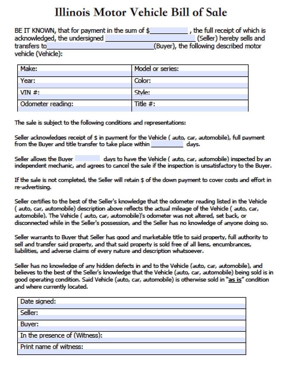 illinois title application printable