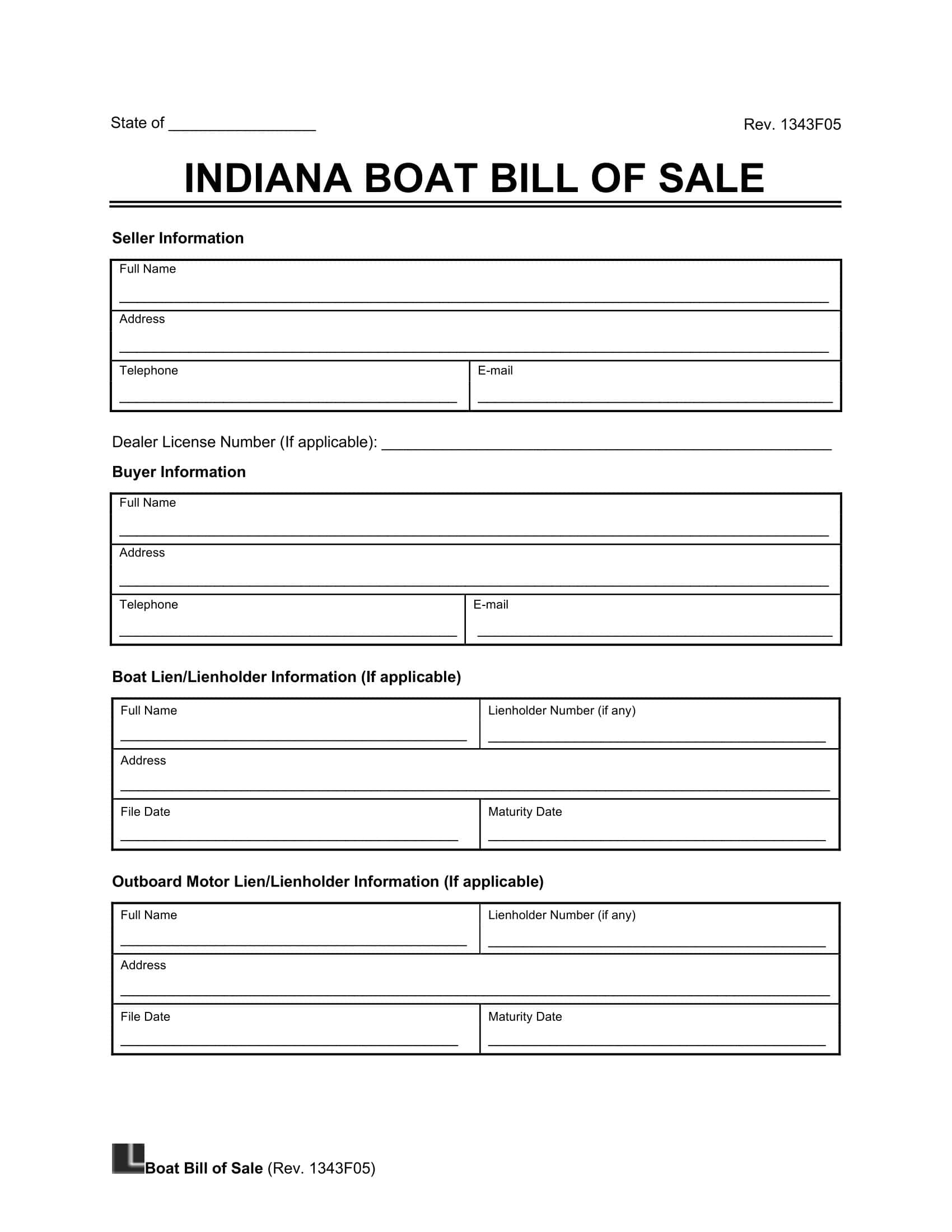 Free Indiana Boat Bill Of Sale Template PDF U0026 Word