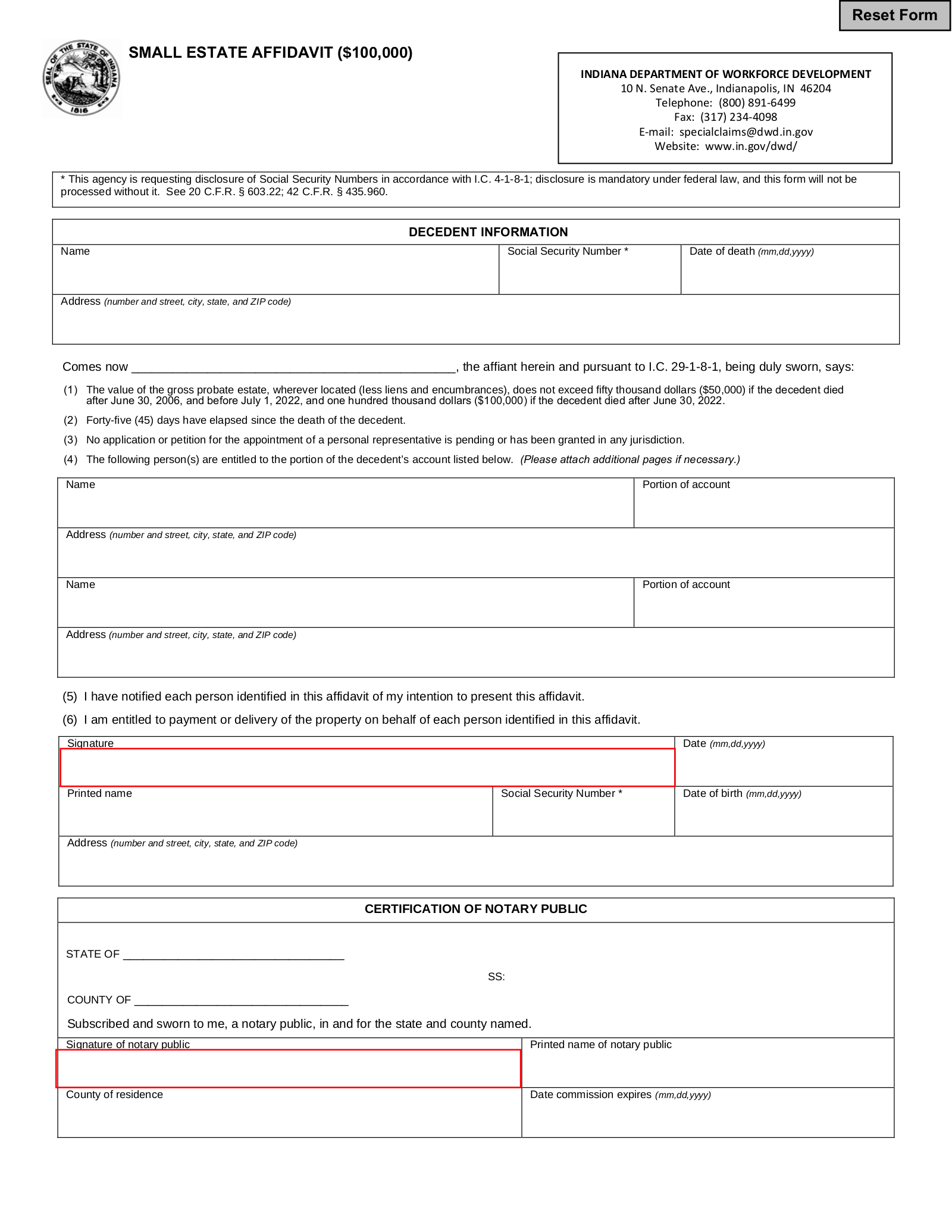 free printable small estate affidavit form free printable small estate affidavit form