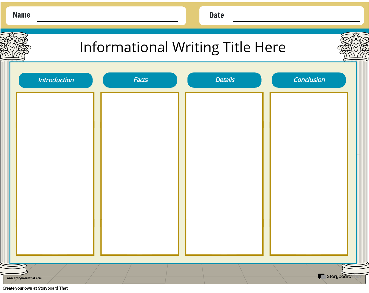 four square writing template printable