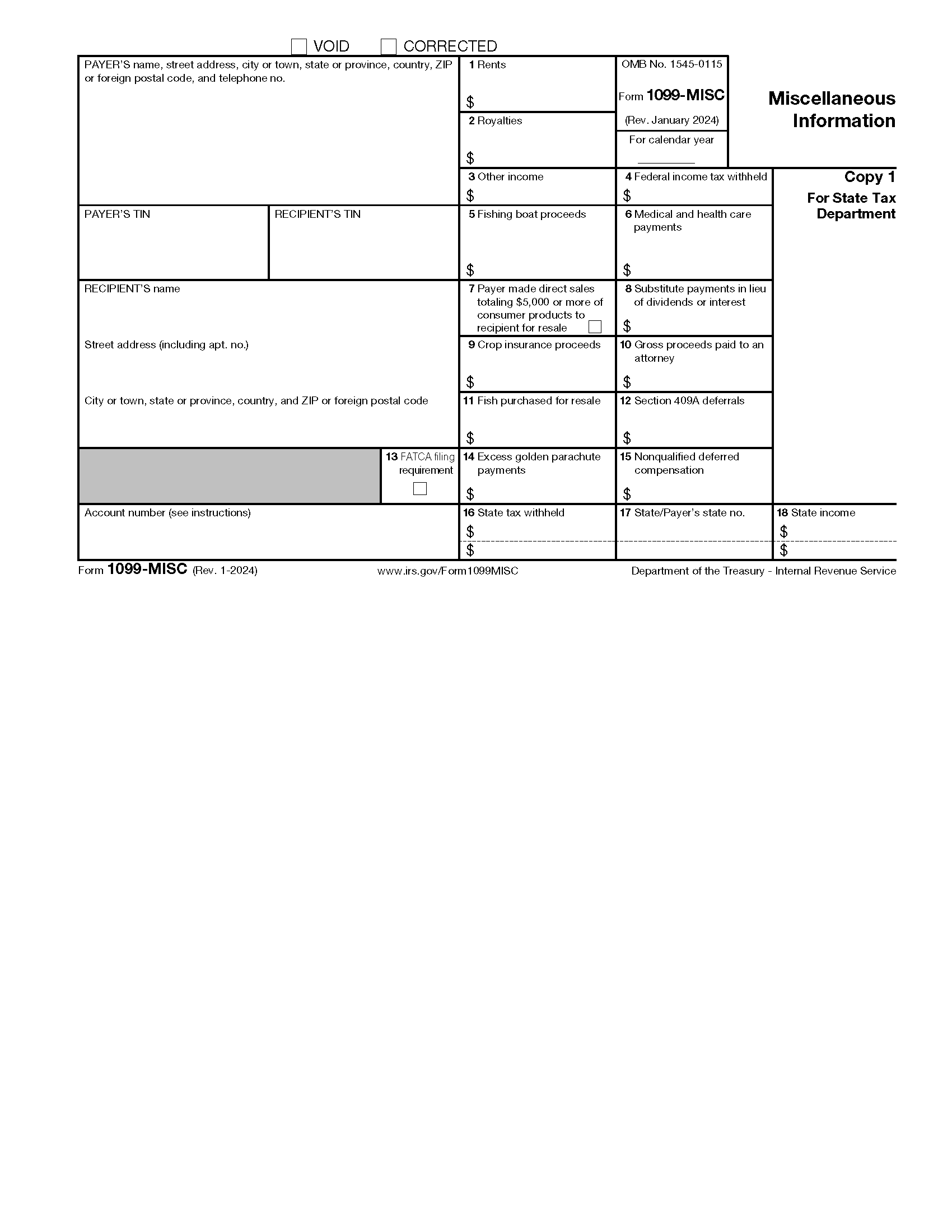 Free IRS Form 1099 MISC PDF EForms Free IRS Form 1099 MISC PDF EForms
