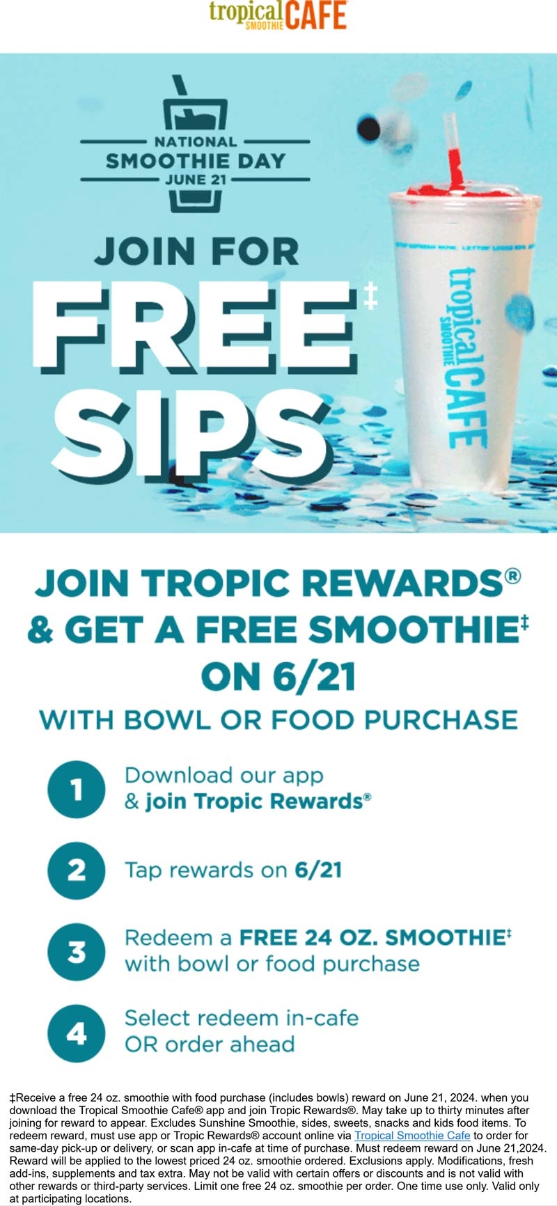 Free Island Punch Smoothie With Your Food Purchase At Tropical 