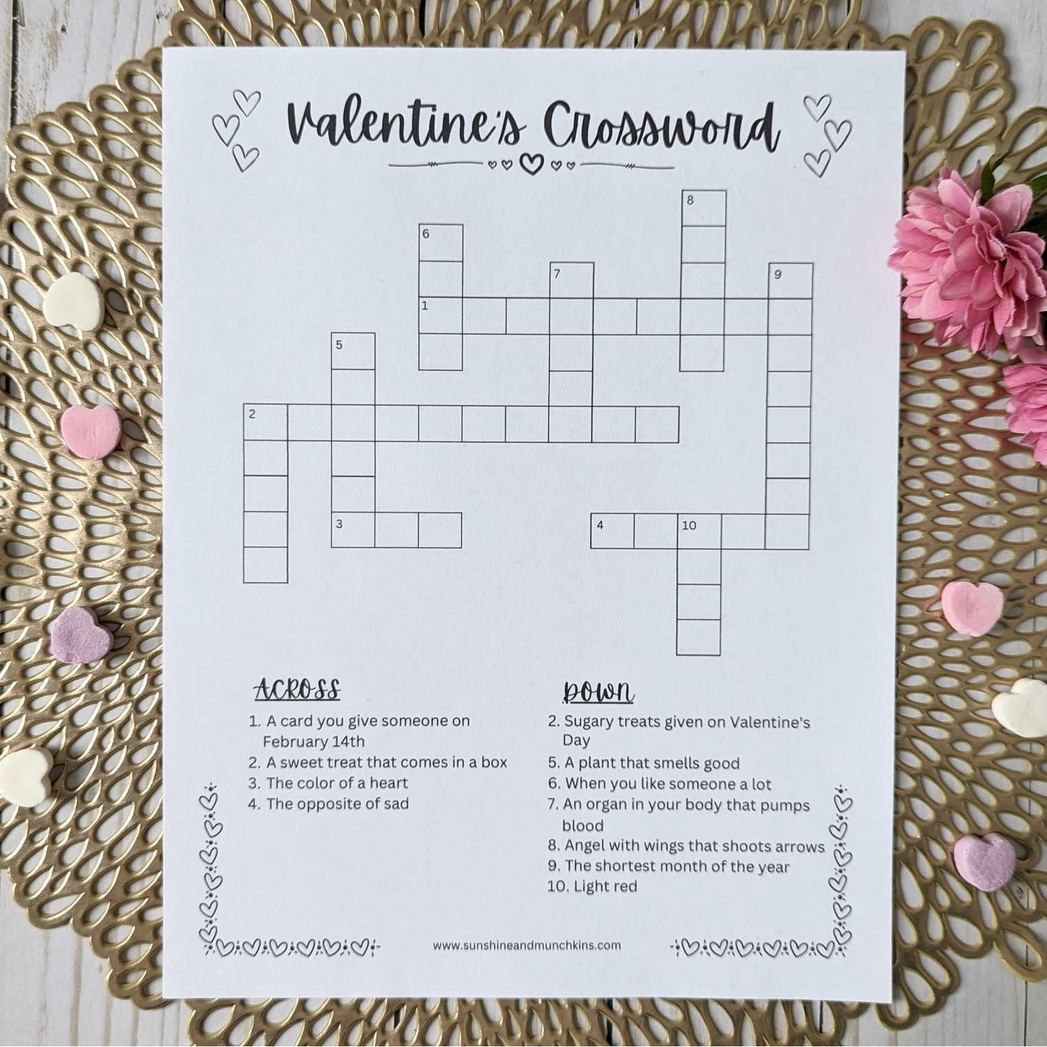 valentine s day crossword puzzle printable