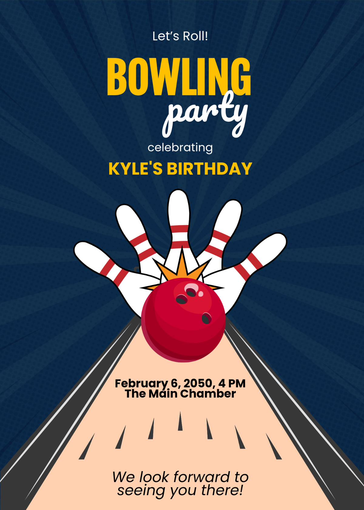 Free Let s Roll Bowling Invitation Template To Edit Online